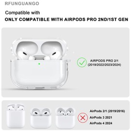 RFUNGUANGO AirPods Pro Case Clear, Soft TPU Transparent with Cleaning Kit & Keychain, Compatible with Magsafe, Compatible Apple AirPods Pro 2nd/1st Generation Protective Case, White