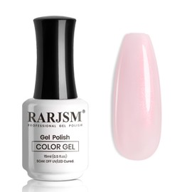 RARJSM Nude Pearl Shell Glitter Gel Nail Polish Bubble Pink Clear Sheer Light Pink with Pink Shimmer Gel Polish 15ml Soak Off Transparent Jelly Skin Color Home Salon French Manicure Curing Requires