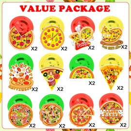 Plorbach 48Pcs Pizza Party Decorations, Pizza Hanging Swirls, Double-Sided Printed & Pre-Assembled, Pizza Themed Ceiling Decor Whirls for Pizza Birthday Party Decorations Supplies (12 Styles)