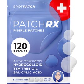 KEYCONCEPTS PatchRx Salicylic Pimple Patches (120 Pack), Salicylic Acid Acne Patches with Tea Tree Oil - Zit Patch and Pimple Stickers for Face for Skin Care - Salicylic Acid Acne Dots (Packaging May Vary)