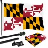 UD_G128 Combo Pack: 6 Ft Tangle Free Spinning Flagpole (Black)