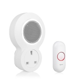 Byron DBY-23513UK Wireless Plug In Doorbell Set, 175m Range, 8 Melodies, Visual Alert System, White