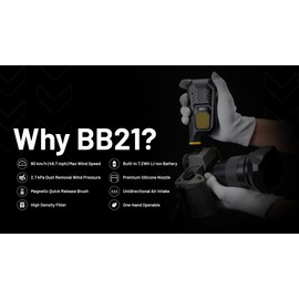 Nitecore BB21 Portable Air Blower for Cameras, Computers and Electronics, Fast Charging USB-C Rechargeable, 30,000 RPM Electric Compressed Air Duster with LumenTac Organizer