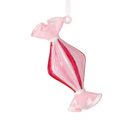 Regency International 6" Glass Red and Pink Diamond Peppermint Candy Ornament, Elegant Christmas Decoration