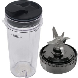 Joystar replacement 16-Ounce (16 oz.) Cup with spout Seal Lid with blade for 1000W Nutri Ninja Blender BL740/BL660