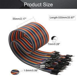Fielect Dupont Jumper Wires Breadboard Jumper Wires Colorful Ribbon Cables 40pin 50cm Long Male to Male 2Pcs