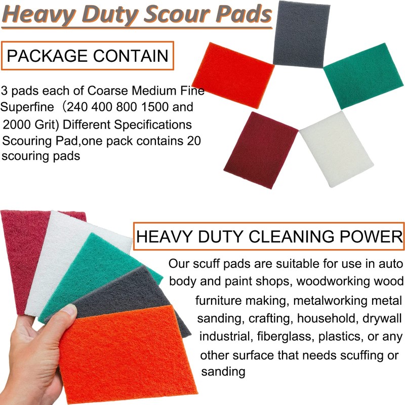 Tonmp 15 Pack 6 x 9 Inch Hand Pads Coarse