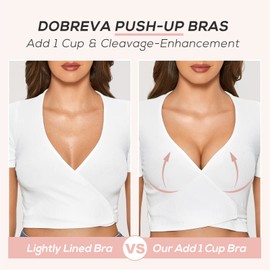 DOBREVA Women's Push-Up Bra with Lace, Padded, Plunge Underwire, Full Cup Bra, Moulded Cups, beige