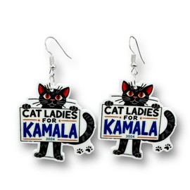 Kamala Harris Cat Ladies for Kamala Patriotic Fashion Jewelry Earrings Election 2024 Presidential Earrings Girl Women Democratic Party