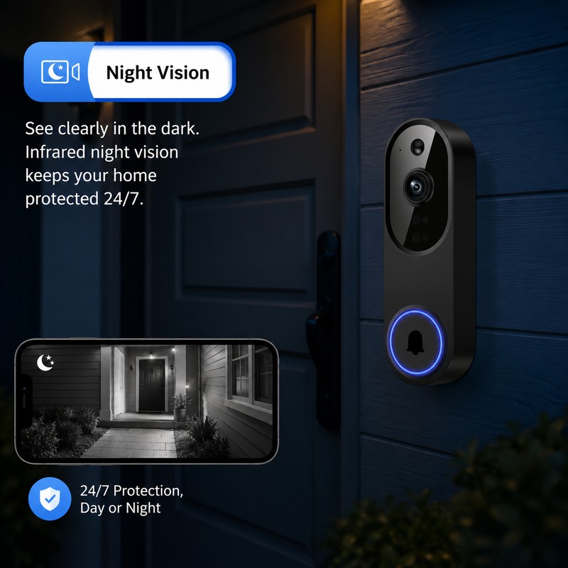 Wireless Video Doorbell Camera for Front Door Monitoring – 2.4G