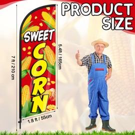 Remagr Sweet Corn Feather Flag 7 ft Advertising Swooper Flag Banner Signs with Pole and Ground Stake Stand for Store Business Outside