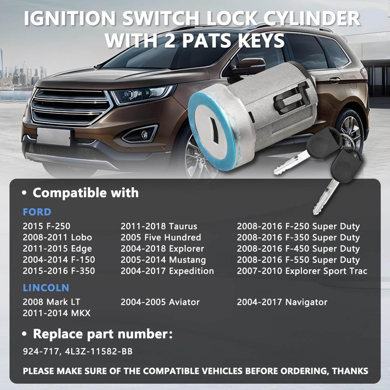 RAMATA Ignition Switch Lock Cylinder with 2pcs Transponder Chip Keys