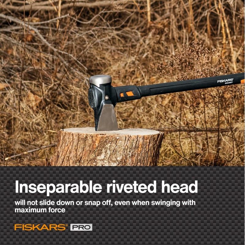 Fiskars Pro IsoCore Splitting Maul and Stainless Steel Axe, Wood