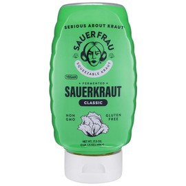 Sauer Frau - Squeezable Sauerkraut - Classic Flavor, Tangy Crisp, Fermented Cabbage, Bold Taste, Easy Squeeze Bottle - 18oz