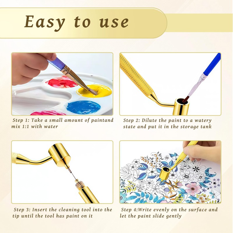 Shimmerz 4-Piece Fluid Writer Pen Set, 0.3 mm/0.4 mm/0.5 mm/0.7