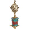 Exotic India Prayer Wheel with Victory Banner (Ashtamangala) - Brass