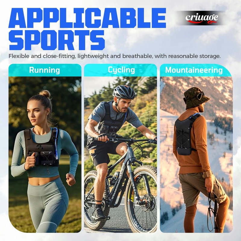 Criuage USA Original Patent Running Hydration Vest Backpack, Lightweight Chest