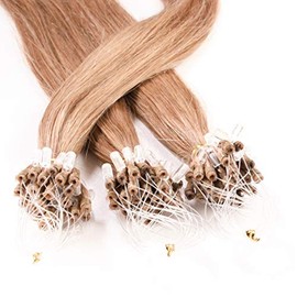 hair2heart Microring Extensions Echthaar Glatt - 100 StrÃ¤hnen 0.5g 50cm Honigblond