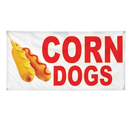 Vinyl Banner Multiple Sizes Corn Dogs Red Bar Restaurant Food Truck C Restaurant & Food Outdoor Weatherproof Industrial Yard Signs 6 Grommets 36x72Inches