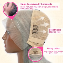 Evala Bob Wig Human Hair Silver Wig 13x4 Lace Front Wig Human Hair Bob 12 inch #Silver Human Hair Bob Wig 180% Density Short Bob Wig Colored Bob Wig Human Hair