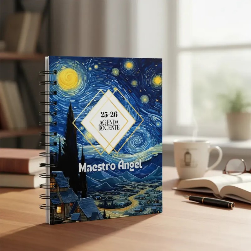 Agenda Docente Color Neutro Maestro 2025-2026 Personalizada