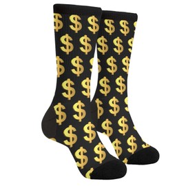 FUNCOOLCY Dollar Sign Money Socks For Men Women Funny Novelty Crazy Crew Socks