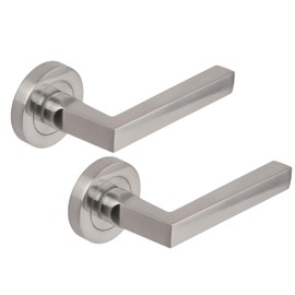 Excel DH3565 Linea Passage Door Handles on Round Rose, Satin Chrome