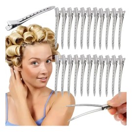 60pz Pinza Perforada Para Cabello Tipo Pico De Garza Acero