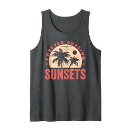 Forever Chasing Sunsets Summer Retro Sunset Beach Vacation Tank Top