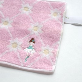 Bloomie's 000541-0039-01 Ballet Chibi Towel (Pink), 100% Cotton, Children's Hand Towel, Mini Towel, Ballerina, Flower Motif, Approx. 5.9 inches (15 cm)