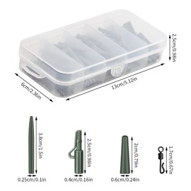 120-Piece Carp Fishing Accessory Set, Carp Fishing Tackle Box, with Safety Lead Clips, Tail Rubber Tubes, Quick Change Swivels, Anti Tangle Sleeves, Lead Clip Kit for Fishing Tackle (Green)