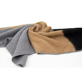 Gloop Women's Scarf XXL Knitted Triangle Scarf Poncho Neckerchief Triangular Scarf Muslin Cuddly Scarf Without Scratching on Skin, Grey-Black-Brown