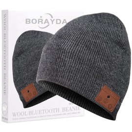 BORAYDA Bluetooth Beanie, Bluetooth 5.2 Wool Hat HD Stereo,24 Hours Play time,Built-in Microphone, Men's/Women's Christmas Electronic Gift (Charcoal)