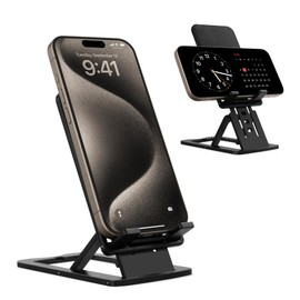 VULKIT Phone Stand for Desk, Tablet Stand for Tablets Under 11 Inches, Adjustable Height & Angle, Foldable & Portable, Multiple Fits for Most Phones Series