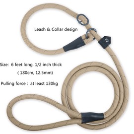 6FT Reflective Dog Leash Rope Slip Lead, Heavy Duty Loop Leash for Large Dogs, Slip Pet Lead
