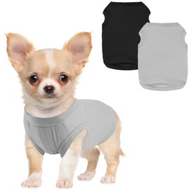 Winmany 2 Pack Summer Small Dog Tank Tops for Girls Boys Chihuahua Shih Tzu Pomeranian Shirts Vest (Black+Grey, XS)