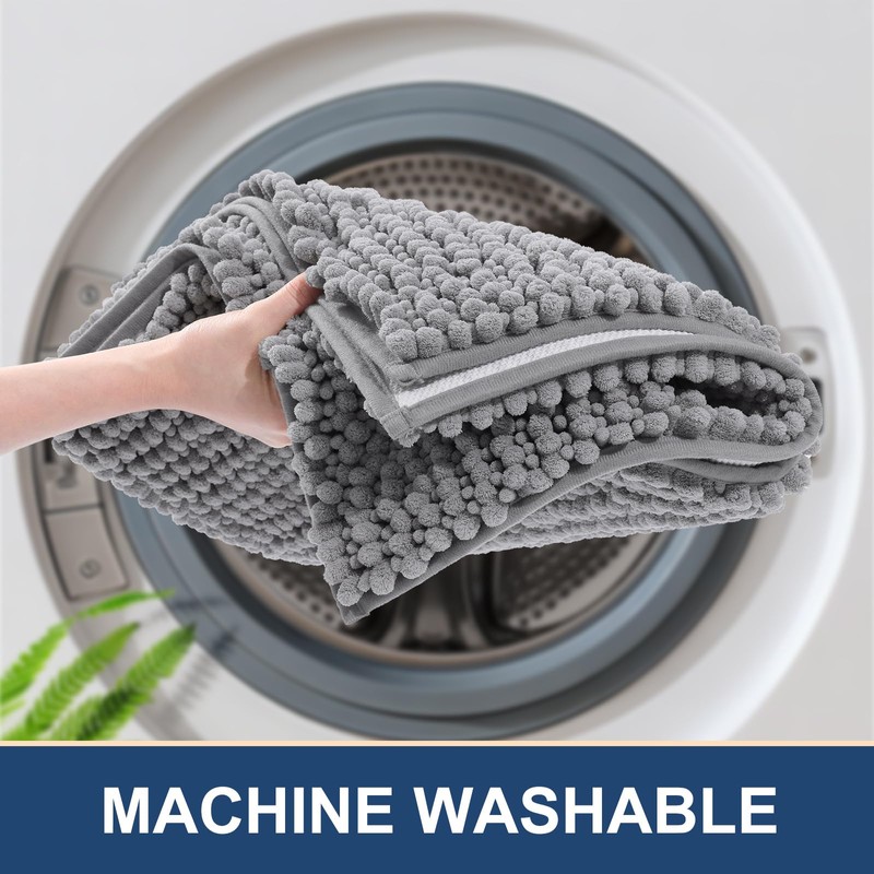 Bathroom Rugs 32x20, Extra Soft Absorbent Shaggy Chenille Bath Rugs,