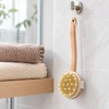 Wooden Natural Bristle Bath Brush with Detachable Long Handle and