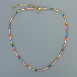 KELITCH Heishi Adjustable Strand Necklace Rainbow Beads Necklace Friendship Jewellery for Women, Pearl, Pearl