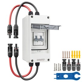 KNMIPJD Solar Panel Disconnect Switch 10A 2P 400V Dc/AC Breaker Disconnect Box Outdoor Breaker Box Suitable for photovoltaic and Wind Energy Home Battery Systems (50 Amps)