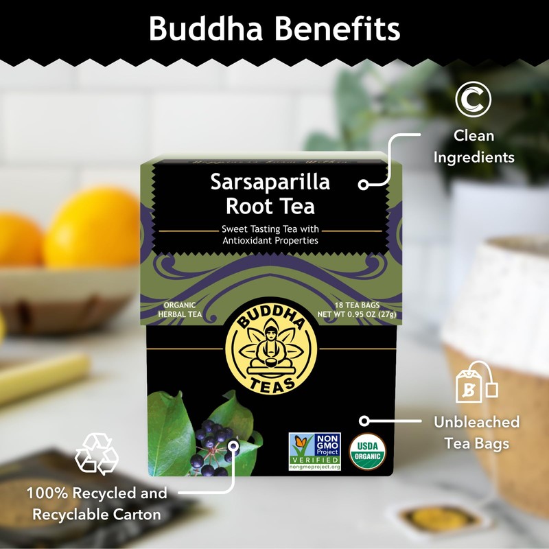 Buddha Teas - Organic Sarsaparilla Root Tea - Herbal Tea