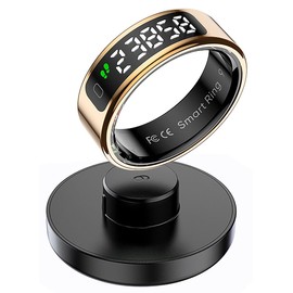 Yeforu Smart Ring Health Fitness Tracker Ring with Screen Data Display Heart Rate Monitor Sleep Tracking Exercise Tracker Smart Rings for Android iOS Phones Wireless Charging