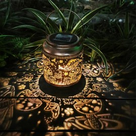 Neioaas Mushroom Solar Lantern - Waterproof Outdoor Metal LED Chandelier, Stylish Lawn Projection Light, Hollow Decorative Lantern for Garden, Courtyard & Yard,Perfect for Easter Celebrations