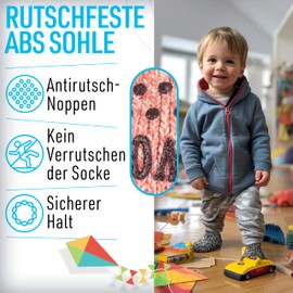 Piarini Children's ABS Stopper Socks – 1 Pair – Wool Socks – Winter Socks – Norwegian Socks with Inner Terry Cloth, pink