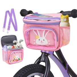 Cyiecw Children's Bicycle Handlebar Bag with Shoulder Strap, Bicycle Basket Children Front for Girls Boys, Waterproof Children's Bicycle Accessories for Balance Bike, Tricycle, Scooter, Scooter