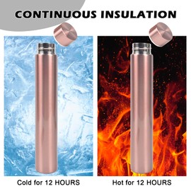 ChezMax Slim Thin Stainless Steel Vacuum Insulated Water Bottle Leak Proof Eco-Friendly Travel Cup Sports Drink Bottle 8.8 OZ Pink