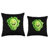 Romaine Lettuce Smiling Comic Style Throw Pillow