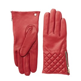 Bruno Magli Women's Diamond Quilted Cuff Leather Gloves (Red, Size S)
