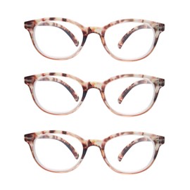 OLOMEE-Gafas de lectura Mujeres Hombres Lectores 3.5 Gafas redondas pequeñas para leer con cómoda bisagra de resorte Liviano Paquete de 3