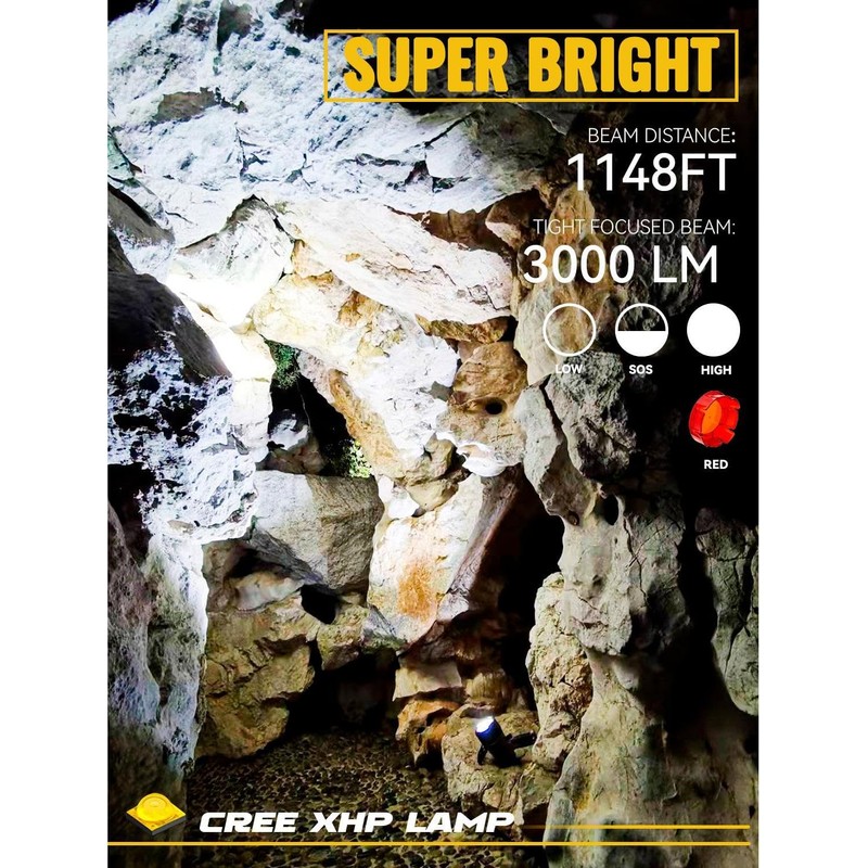 Durapower Boat Spotlight Flashlight, 3000LM IP67 Waterproof Super Bright Rechargeable